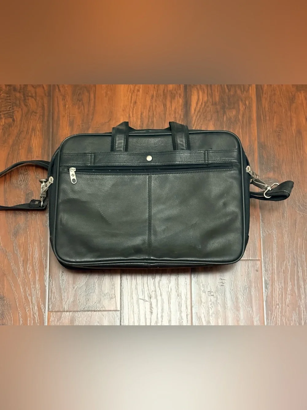 Samsonite Black Leather Expandable Business Briefcase Laptop Bag Shoulder Strap